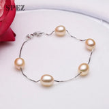 Freshwater Pearl Charm Bracelet 925 Sterling Silver Jewelry