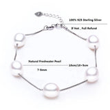 Freshwater Pearl Charm Bracelet 925 Sterling Silver Jewelry