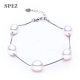 Freshwater Pearl Charm Bracelet 925 Sterling Silver Jewelry