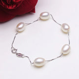 Freshwater Pearl Charm Bracelet 925 Sterling Silver Jewelry