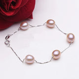 Freshwater Pearl Charm Bracelet 925 Sterling Silver Jewelry