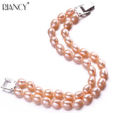 Double Row Freshwater Pearl Charm Bracelet for Women
