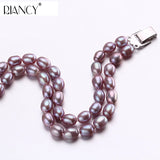 Double Row Freshwater Pearl Charm Bracelet for Women