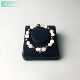 Pink Grey Freshwater Pearl Charm Carrier Bracelet for Women