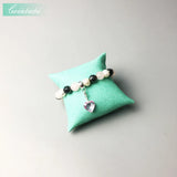 Pink Grey Freshwater Pearl Charm Carrier Bracelet for Women