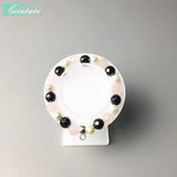 Pink Grey Freshwater Pearl Charm Carrier Bracelet for Women