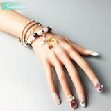 Pink Grey Freshwater Pearl Charm Carrier Bracelet for Women