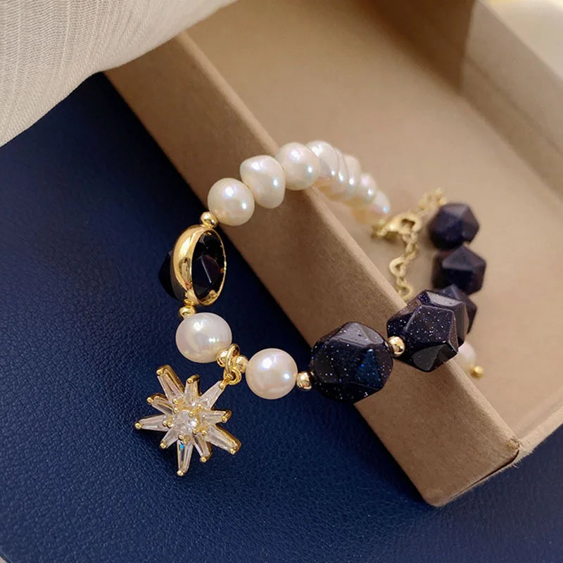 Charm Bracelet Sand Stone Pearl Zircon Women Bracelet Jewelry