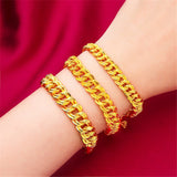 Yellow Plated Link Chain Bracelet & Bangles Wristband High Jewelry