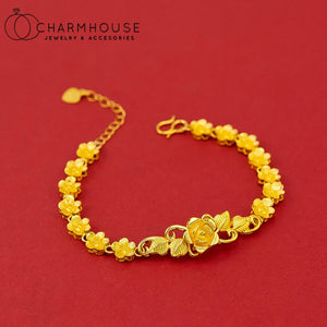 24k Gold-Filled Flower Chain Bracelet for Women