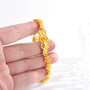 24k Gold-Filled Flower Chain Bracelet for Women