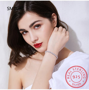 Women's S925 Silver Moissanite Bracelet Platinum Plated Wedding Jewelry
