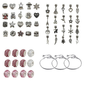 55 Pcs Charm Bracelets Kit For Girls - Jewelry Making Kit With Beads & Charms
