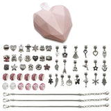 Girls Charm Bracelets Kit, 55 Pcs Jewelry Making Kit w/ Beads & Charms