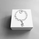 925 Sterling Silver Charm Bracelet Round Lobster Clasp Woman Jewelry Gift
