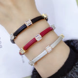 Charm Braid Rope Bracelet Three-Colour Pendant Leather Jewelry