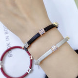 Charm Braid Rope Bracelet Three-Colour Pendant Leather Jewelry