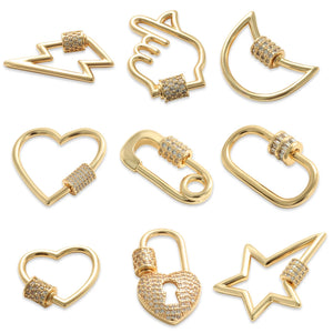 Copper Zircon Charms for Jewelry Making Heart Star Moon Cross Pendant