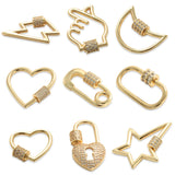Copper Zircon Charms for Jewelry Making Heart Star Moon Cross Pendant