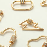 Copper Zircon Charms for Jewelry Making Heart Star Moon Cross Pendant