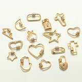 Copper Zircon Charms for Jewelry Making Heart Star Moon Cross Pendant