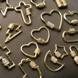 Copper Zircon Charms for Jewelry Making Heart Star Moon Cross Pendant