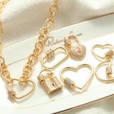 Copper Zircon Charms for Jewelry Making Heart Star Moon Cross Pendant