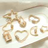 Copper Zircon Charms for Jewelry Making Heart Star Moon Cross Pendant