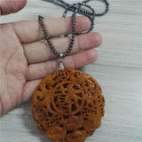 Classic Vintage Chinese Pattern Gemstone Pendant Necklace