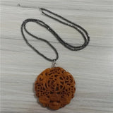 Classic Vintage Chinese Pattern Gemstone Pendant Necklace