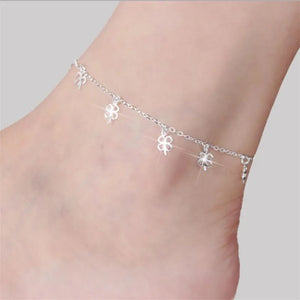925 Silver Charm Clover Anklet for Women