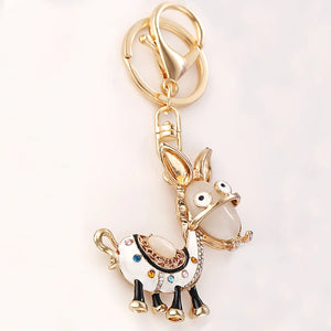 Crystal Animal Donkey Keychain Bag Keyring Women Keyfobs Chaveiros