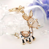 Crystal Animal Donkey Keychain Bag Keyring Women Keyfobs Chaveiros