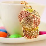 Crystal Baseball Cap Style Keychain Bag Buckle Car Party Gift Keyfob R084