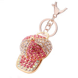 Crystal Baseball Cap Style Keychain Bag Buckle Car Party Gift Keyfob R084
