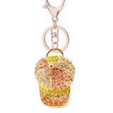 Crystal Baseball Cap Style Keychain Bag Buckle Car Party Gift Keyfob R084