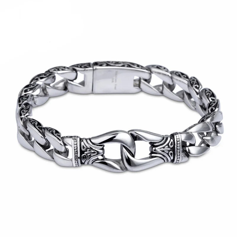 Cuban Men Handcuff Bracelet Stainless Steel Homme Chain