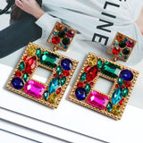 Vintage Fairy Square Crystal Dangle Earrings - Christmas Pendant