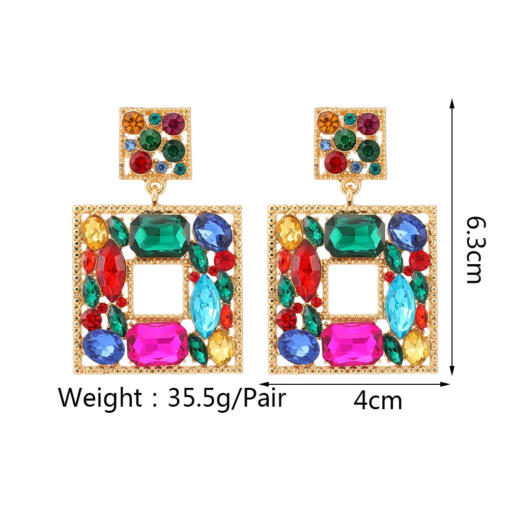 Vintage Fairy Square Crystal Dangle Earrings - Christmas Pendant
