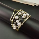 Animal Charm Bracelet for Women, Pearl Alloy Cuff Jewelry