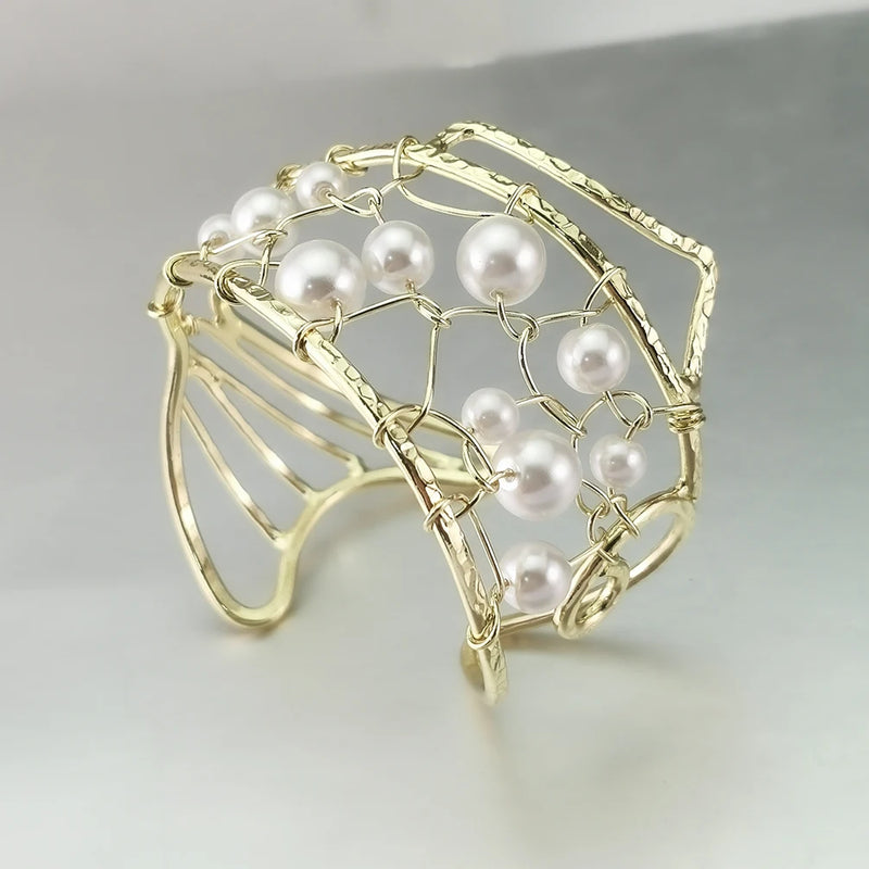 Animal Charm Bracelet for Women, Pearl Alloy Cuff Jewelry