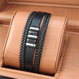 Charm Men's Leather Bracelet Stainless Steel Magnet Bangle Christmas