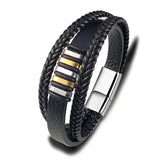 Charm Men's Leather Bracelet Stainless Steel Magnet Bangle Christmas