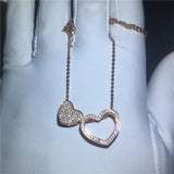 Double Heart CZ Pendant 925 Silver Necklace for Women