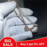 Double Heart CZ Pendant 925 Silver Necklace for Women
