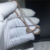 Heart Pendant with Zircon CZ Silver Necklace for Women