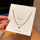 Double Layer Butterfly Crystal Pendant Necklace for Women