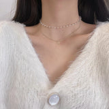 Double Layer Butterfly Crystal Pendant Necklace for Women
