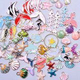 Enamel Marine Life Planet Star Charms Rocket Astronaut Drop Oil Pendant