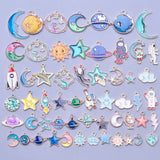 Enamel Marine Life Planet Star Charms Rocket Astronaut Drop Oil Pendant